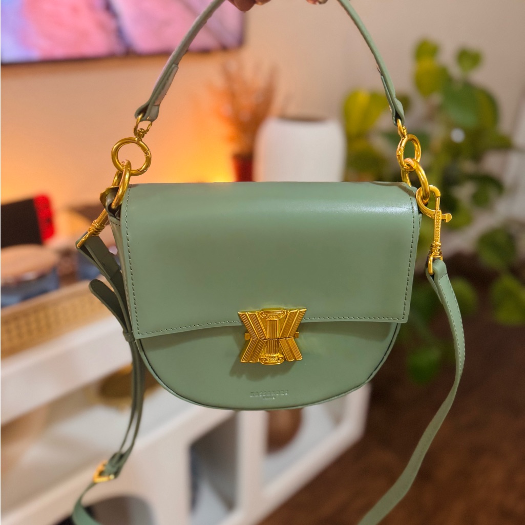 Kassandre Paris Pistachio Green Handbag With Gold Accents